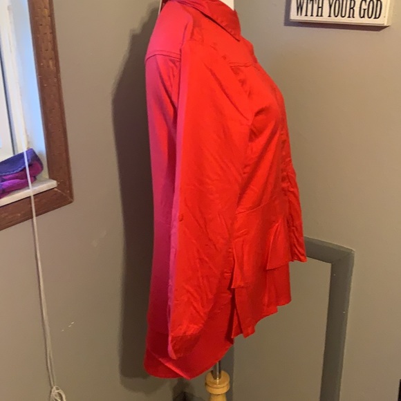 REBA Rodeo Red Layered Button Down Top - Picture 6 of 16